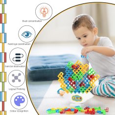 Nikcorp Montessori edukativna igračka za slaganje tornja, 32 Tetris bloka za ravnotežu, razvoj motorike i koordinacije, višebojna