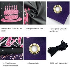 Nikcorp Rođendanska pozadina za fotografiranje, veliki banner za dekoraciju zabave, periva i višekratna, 210x150 cm, roza