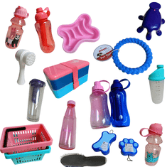 Nikcorp Set od 60+ komada opreme za pse i kućanstvo, igračke za pse, zdjelice, boce za vodu, spremnici za hranu, mix boja