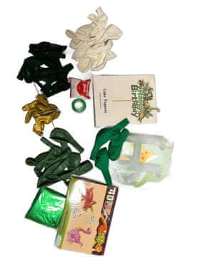 Nikcorp Set za 1. rođendan Dinosauri, kompletna dekoracija za dječake, baloni, baner Happy Birthday, topper za tortu, zeleni/zlatni