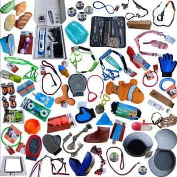 Nikcorp Set od 70+ dodataka za pse i mačke, kompletna oprema za njegu, igru i šetnju, ogrlice, povodci, igračke, zdjelice, mix boja