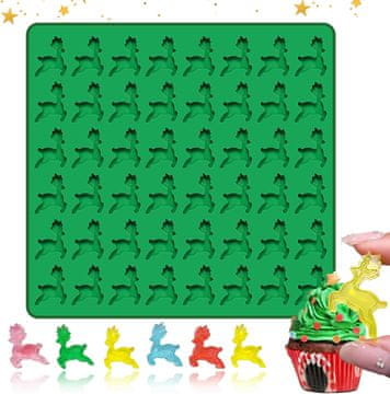 Nikcorp Silikonski kalup za Božić u obliku jelena, 48 komora, za čokoladu i slatkiše, neprianjajući i fleksibilan, zeleni