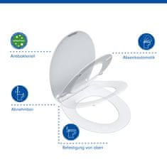 Nikcorp WC daska sporo spuštajuća univerzalna, antibakterijski Duroplast, Click & Clean sustav za lako čišćenje, tiha, bijela