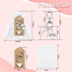 Nikcorp Set 30 privjesaka anđeo, poklon za goste za krštenje, vjenčanje, pričest, s organza vrećicama i kraft etiketama, bijeli