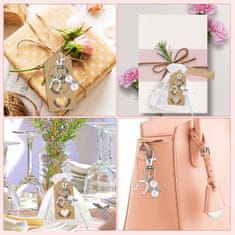 Nikcorp Set 30 privjesaka anđeo, poklon za goste za krštenje, vjenčanje, pričest, s organza vrećicama i kraft etiketama, bijeli