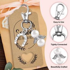 Nikcorp Set 30 privjesaka anđeo, poklon za goste za krštenje, vjenčanje, pričest, s organza vrećicama i kraft etiketama, bijeli