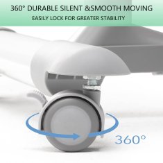 Nikcorp Pomoćni stolić na kotačima s podesivom visinom 69-87 cm, mobilni radni stol za laptop uz krevet, drvena ploča 65x44 cm