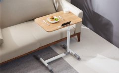 Nikcorp Pomoćni stolić na kotačima s podesivom visinom 69-87 cm, mobilni radni stol za laptop uz krevet, drvena ploča 65x44 cm