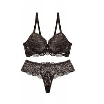 Nikcorp Ženski čipkasti komplet donjeg rublja za udobnost i stil, grudnjak sa žicom i podstavom, tange, smeđi, 42/95C