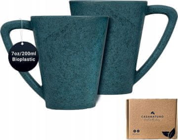 Nikcorp Set od 2 šalice za kavu od borovih iglica, nelomljive i lagane, ekološke i bez BPA, za mikrovalnu, 200 ml, plave