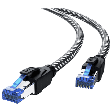 Nikcorp Mrežni kabel CAT 8.1 S/FTP, 40 Gbit/s, 2 GHz, za router i konzole, pleteni, RJ45 konektor, otporan na smetnje, crni, 20m