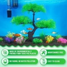 Nikcorp Umjetne biljke za akvarij set 10 kom, realistična dekoracija, sigurno za ribe, stabilna baza, zelena boja