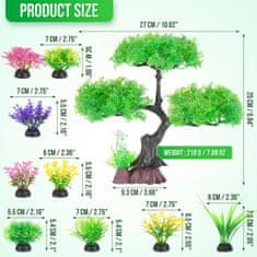 Nikcorp Umjetne biljke za akvarij set 10 kom, realistična dekoracija, sigurno za ribe, stabilna baza, zelena boja