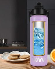 Nikcorp Termos boca s dvostrukom stijenkom za tople i hladne napitke, vakuumska izolacija, nehrđajući čelik, s ručkom i slamkom, 750 ml, ljubičasta