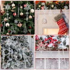 Nikcorp Božićni ukrasi akrilni, set 18 kom, kristalni privjesci pahuljice, sige i borovi, prozirni, nelomljivi, za bor i prozor