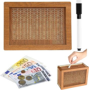 Nikcorp Drvena kasica prasica za štednju s ciljevima, višekratna retro kutija za novac za djecu i odrasle, prirodna boja drva