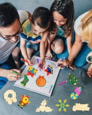 Nikcorp Drveni božićni ukrasi za bor, kreativni set za bojanje, 12 komada s flomasterima i 2 svjetleća ukrasa, prirodno drvo