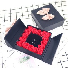 Nikcorp Kutija za nakit s ružama, elegantna prijenosna kutijica za pohranu prstenja, naušnica i ogrlica, idealan poklon, crna