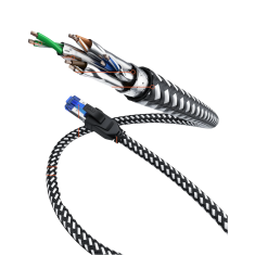 Nikcorp Mrežni kabel CAT 8.1 S/FTP, 40 Gbit/s, 2 GHz, za router i konzole, pleteni, RJ45 konektor, otporan na smetnje, crni, 20m