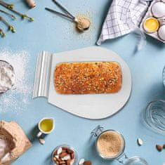 Nikcorp Lopata za pizzu od nehrđajućeg čelika za pećnicu, višenamjenska podloga za tijesto, kruh i kolače, s ručkom, srebrna 34x28 cm