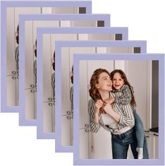 Nikcorp Okviri za slike set 5 komada, elegantni ukrasni okviri za fotografije 13x18 cm, za stol ili zid, svijetloljubičasti 20x25 cm