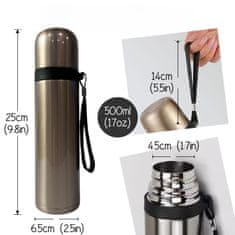 Nikcorp Termos boca za piće, nepropusna, od nehrđajućeg čelika, s dvostrukom stijenkom za tople i hladne napitke, zlatna, 500 ml