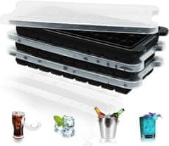 Nikcorp Silikonski kalupi za led 3 komada, 108 kockica s poklopcem, za koktele, viski i sokove, BPA free, crni