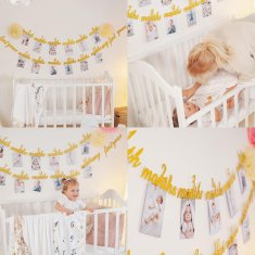 Nikcorp Deka za fotografiranje beba s mjesecima, podloga za igru i praćenje razvoja, mekana tkanina, zlatni mjesec, 130x100 cm