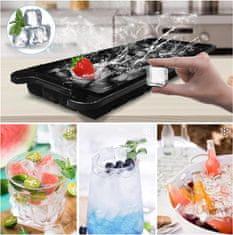 Nikcorp Silikonski kalupi za led 3 komada, 108 kockica s poklopcem, za koktele, viski i sokove, BPA free, crni