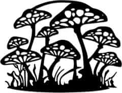 Nikcorp Metalna zidna dekoracija Gljive, elegantan ukras za dom i vrt, za kuhinju, dnevni boravak, spavaću sobu, crna, 43x33 cm