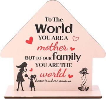 Nikcorp Drvena ploča za mamu u obliku kuće, idealan poklon za Majčin dan, ručni rad s natpisima na engleskom, 21x19 cm