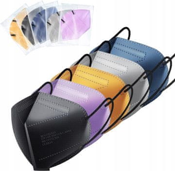 Nikcorp Set zaštitnih FFP2 maski 30 kom, 5-slojna filtracija, CE certifikat, 3D dizajn za udobno nošenje, raznobojne