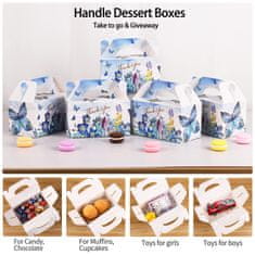 Nikcorp Poklon kutije s leptirima, set 12 kom, za slatkiše i poklone, plavi cvjetni motiv sa šljokicama, 16x9x9 cm