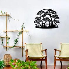 Nikcorp Metalna zidna dekoracija Gljive, elegantan ukras za dom i vrt, za kuhinju, dnevni boravak, spavaću sobu, crna, 43x33 cm