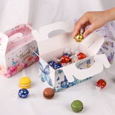 Nikcorp Poklon kutije s leptirima, set 12 kom, za slatkiše i poklone, plavi cvjetni motiv sa šljokicama, 16x9x9 cm