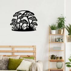 Nikcorp Metalna zidna dekoracija Gljive, elegantan ukras za dom i vrt, za kuhinju, dnevni boravak, spavaću sobu, crna, 43x33 cm