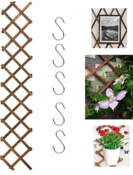 Nikcorp Drvena rešetka za penjačice, rastezljiva pergola za vrt i zid, potpora za biljke, smeđa, 180x33 cm