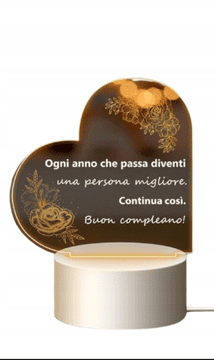 Nikcorp LED noćna lampa s talijanskim natpisom, idealan poklon za rođendan, akrilna dekoracija s USB napajanjem, toplo svjetlo, 11x19cm