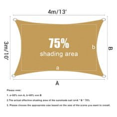 Nikcorp Sjenilo za sunce, tenda za vrt 3x4 m, blokira 95% UV zraka, prozračna tkanina za terasu, balkon i dvorište, žuta