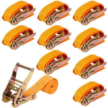 Nikcorp Set 10x zateznih traka s kopčom, nosivost 800 kg, za siguran transport tereta, prtljage i motocikla, narančasta 6m x 25mm