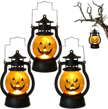 Nikcorp LED lampioni za Halloween, set 3 kom, viseća dekoracija bundeva, vintage stil, na baterije, za unutarnju i vanjsku upotrebu