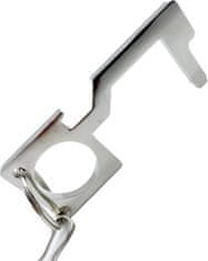 Nikcorp Higijenska višenamjenska kuka za beskontaktno otvaranje vrata i pritiskanje gumba, privjesak za ključeve s otvaračem za boce, Srebrna