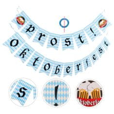 Nikcorp Set papirnatih bannera za Oktoberfest, viseći ukrasi za festivalsku atmosferu, dekoracija za zabave i dom, plavo-bijeli, 20x14cm