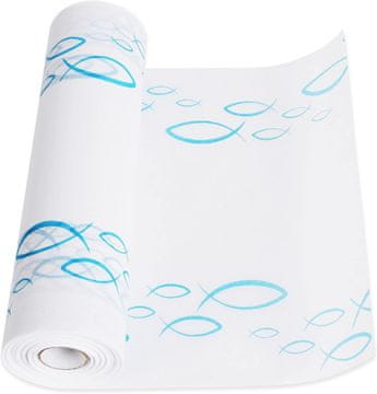 Nikcorp Dekorativni stolnjak za Prvu Pričest, Krizmu, Krštenje, elegantna traka za stol s kršćanskim motivom ribe, plavi, 28 cm x 6 m