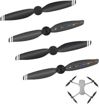 Nikcorp Propeleri za dron Mavic Air 2, tihi rad i noćni let, sklopivi dizajn s punjivim LED svjetlima u 5 boja, 2 para