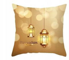 Nikcorp Set ukrasnih jastučnica za Ramazan, 2 komada, elegantni zlatni uzorak mjeseca i Eid, 45x45 cm, crna i žuta