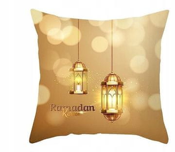 Nikcorp Set ukrasnih jastučnica za Ramazan, 2 komada, elegantni zlatni uzorak mjeseca i Eid, 45x45 cm, crna i žuta