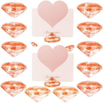 Nikcorp Držači za kartice dijamant, elegantni stalak za brojeve stolova, vjenčanje, set 12 kom, prozirni akril, rozo zlatni