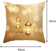 Nikcorp Set ukrasnih jastučnica za Ramazan, 2 komada, elegantni zlatni uzorak mjeseca i Eid, 45x45 cm, crna i žuta