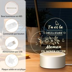 Nikcorp LED 3D noćna lampa za mamu, personalizirani poklon za rođendan i Majčin dan, akrilna dekoracija za spavaću sobu, toplo svjetlo